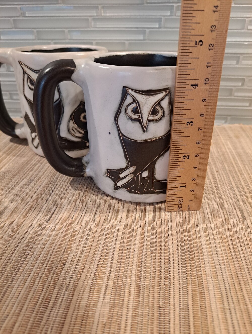 2 MARA Mexico Stoneware Coffee Mug Night Owls Art Pottery. Signed- Heavy - Picture 4 of 5